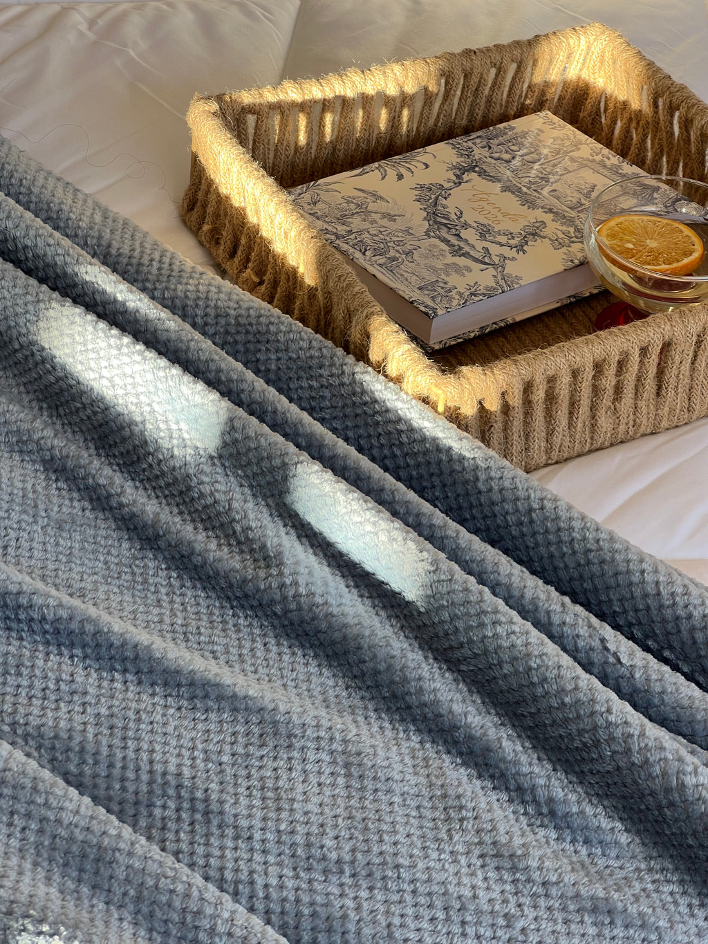 Plaid polaire effet nid d'abeille