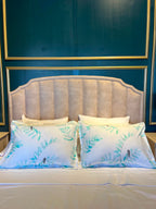 Taies d'oreiller - Bleu Floral - Satin de coton