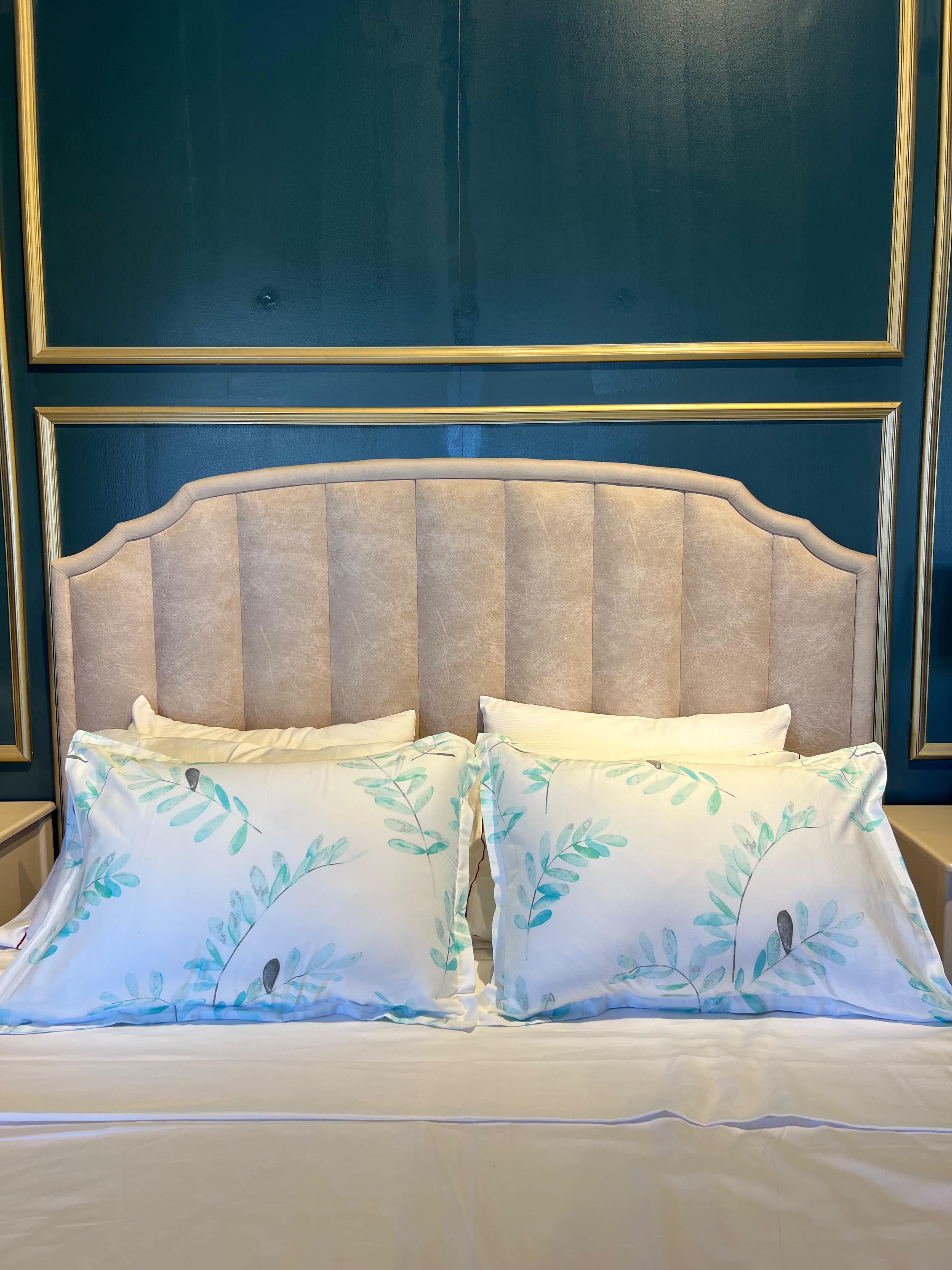 Taies d'oreiller - Bleu Floral - Satin de coton
