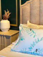 Taies d'oreiller - Bleu Floral - Satin de coton